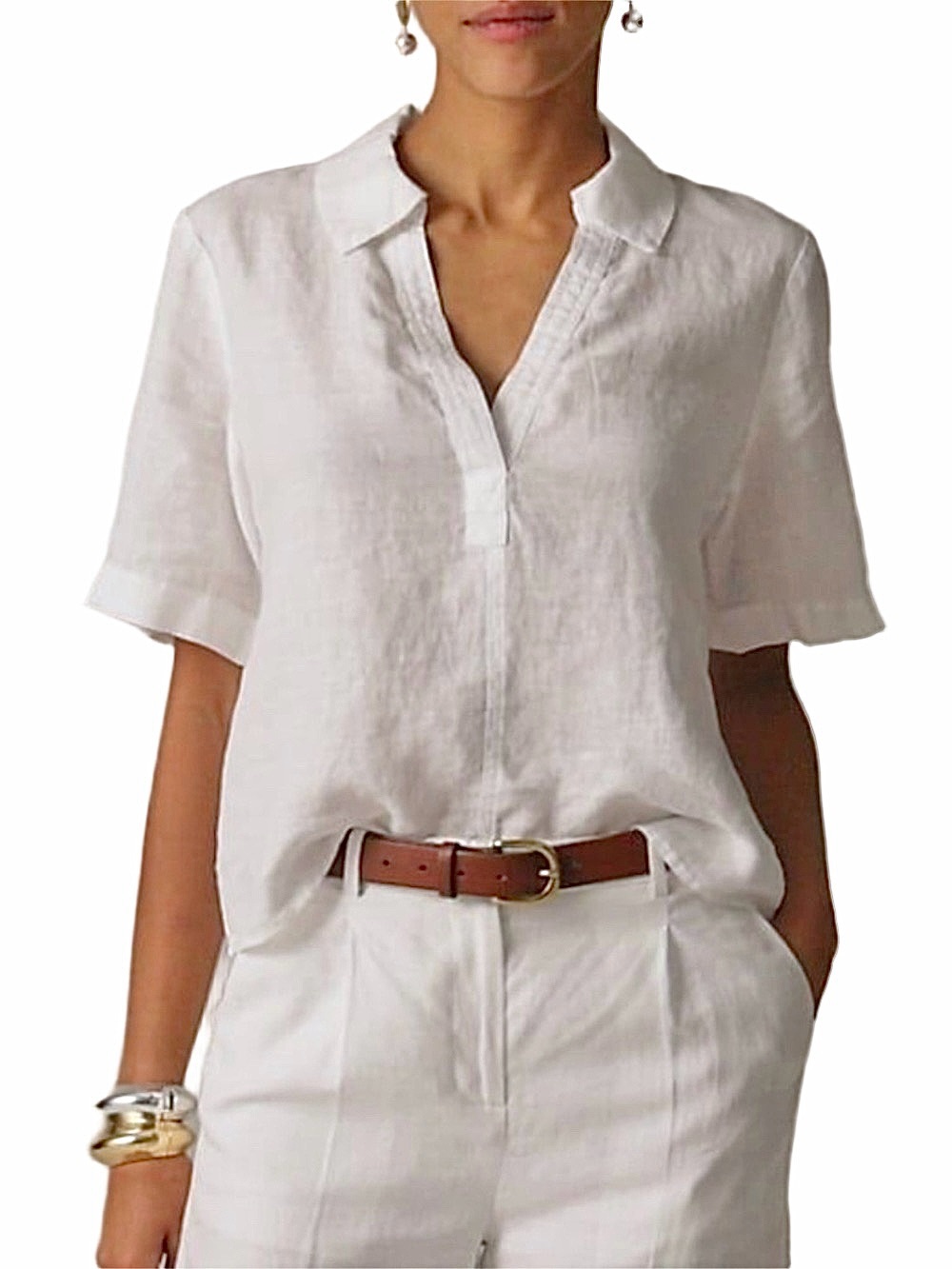 J Crew pure linen Bungalow Popover white boxy oversized short sleeve top S